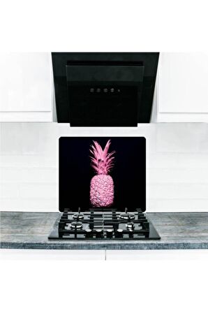 Saban Siyah Ananas Cam Ocak Arkası Koruyucu Ve Kesme Tablası 50x56 cm